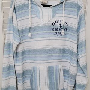 Striped Blue and White Hoodie Sweater